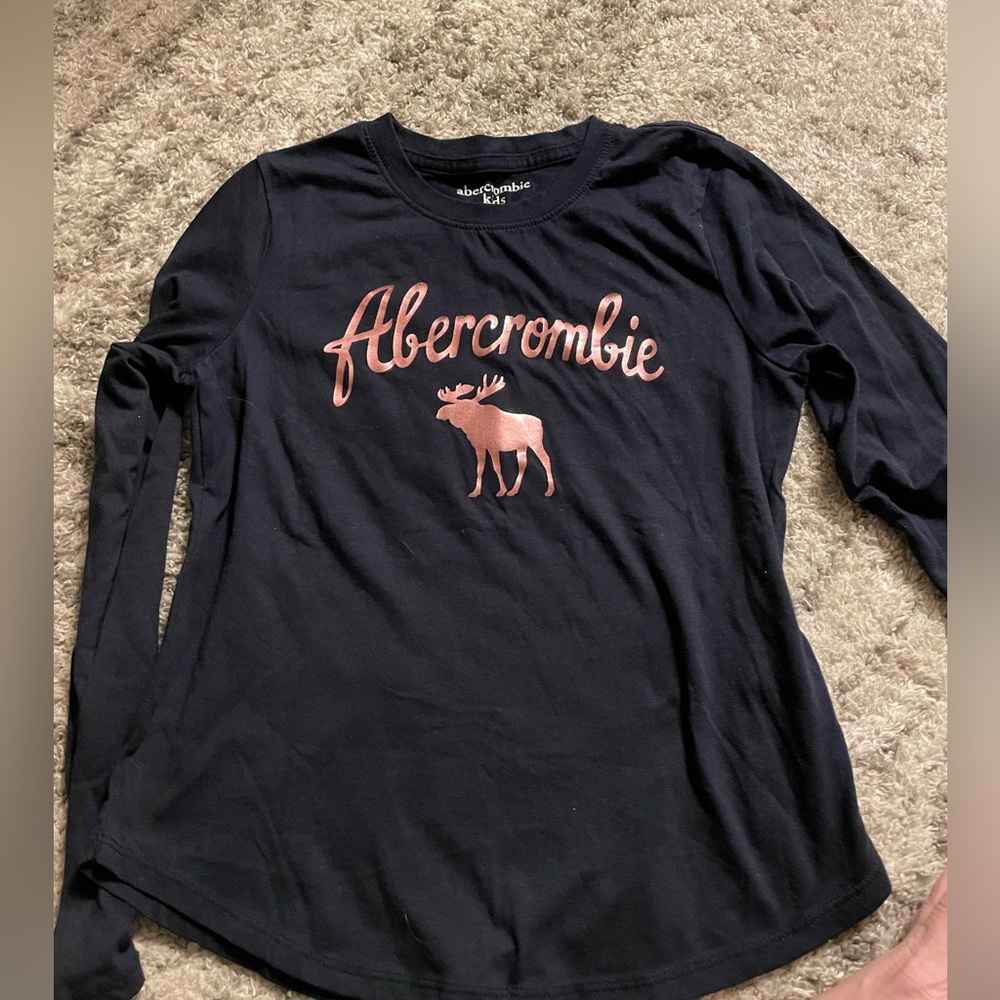 Abercrombie navy blue Long Sleeve Shirt with Pink Logo